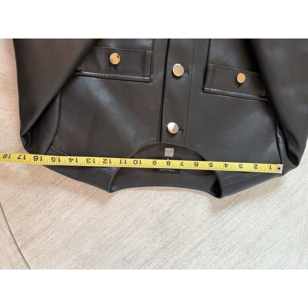 Elie Tahari Aliza Faux Leather Jacket Belted 4 Pocket Women's Size 10 - Picture 8 of 12